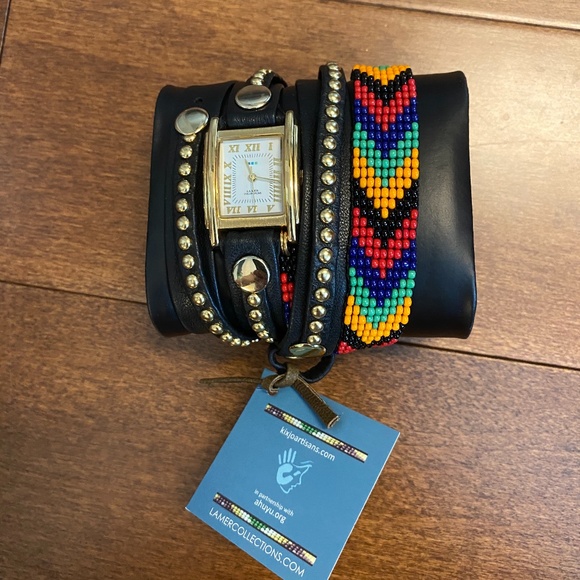 Le Mer - Watch with Beaded Leather Strap - Picture 1 of 4